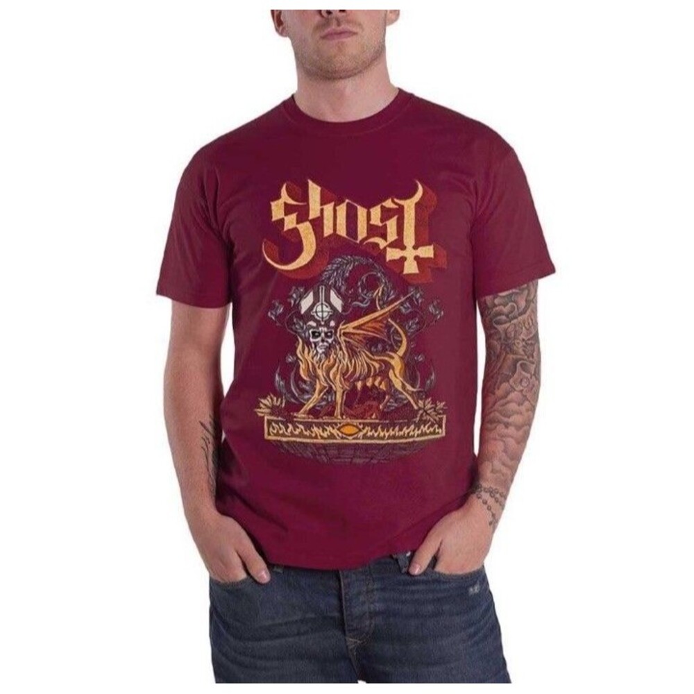 GHOST Firemilk Band Logo Maroon T-SHIRT NEW SIZE M - Picture 7 of 7